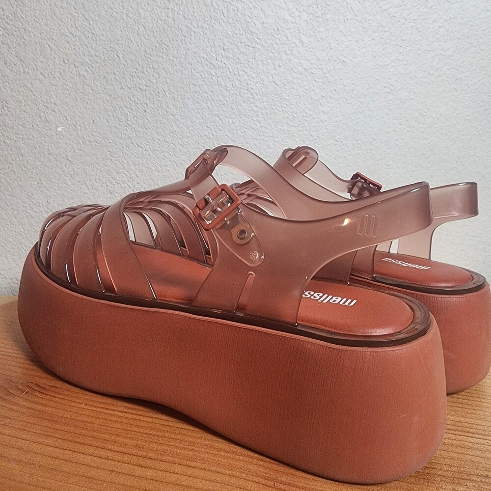 Melissa Shoes Womens Size 9 Pink Jelly Fisherman Platform Sandals Slingback - Picture 4 of 12
